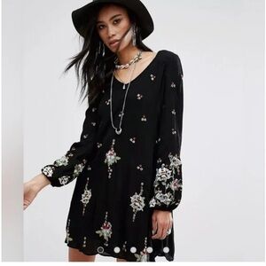 Free People Oxford Embroidered Mini Dress XS